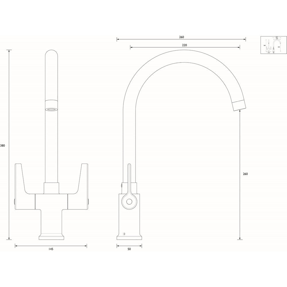 DULSNKEFC Bristan Design Utility Lever Easyfit Mono Sink Mixer Line Drawing