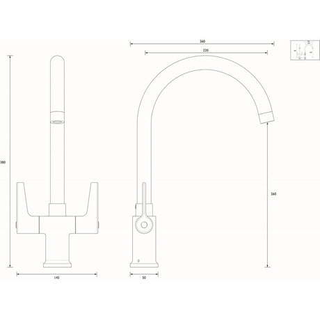 DULSNKEFC Bristan Design Utility Lever Easyfit Mono Sink Mixer Line Drawing