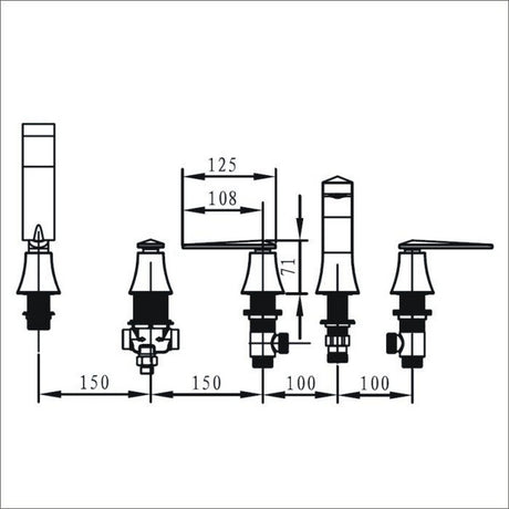 Bristan Ebony 5 Hole Bath Shower Mixer in Chrome Dimensions