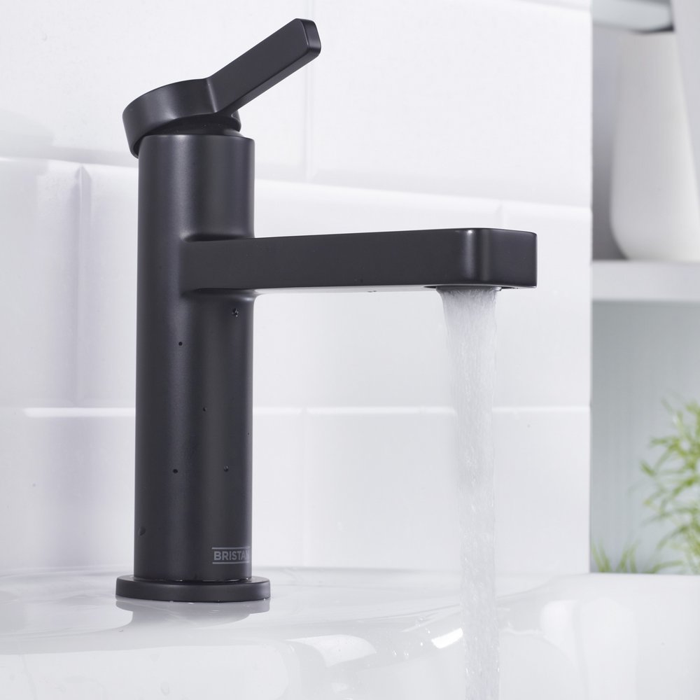 ELEBASBLK Bristan Elevar Basin Mixer with Clicker Waste in Black Lifestyle