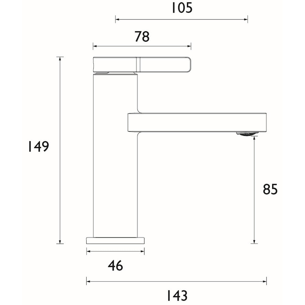 ELEBASBLK Bristan Elevar Basin Mixer with Clicker Waste in Black Line Drawing