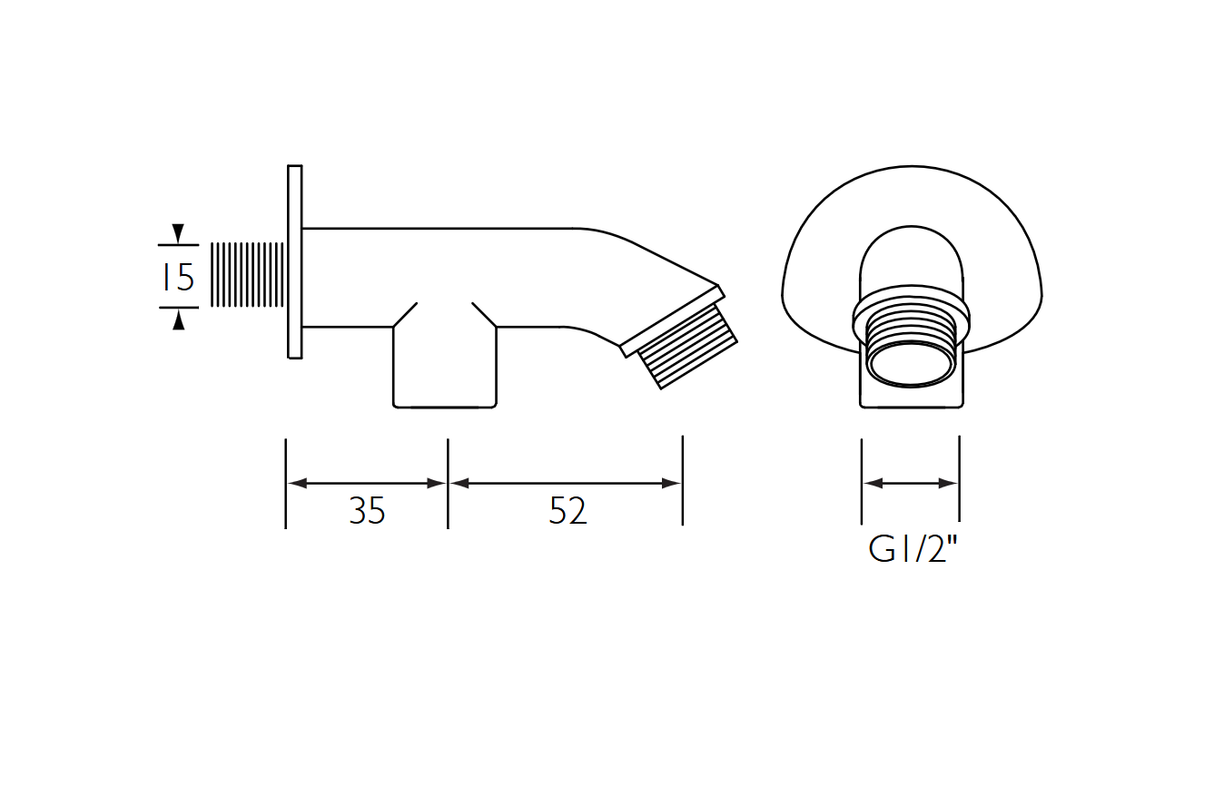 Bristan Exposed Shower Arm for Rigid Riser 87mm dimensions