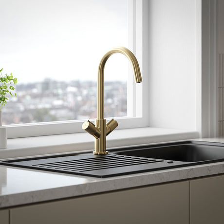 Bristan Fern Easyfit Kitchen Sink Mixer in Brushed Brass lifestyle