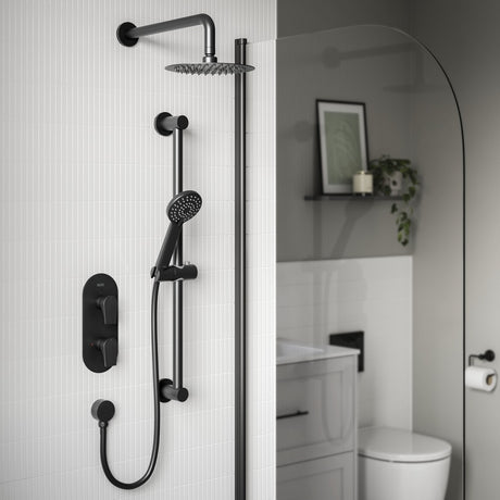 HOURGLASSBLKSHWRPK Bristan Hourglass Dual Control Black Concealed Shower Pack Lifestyle