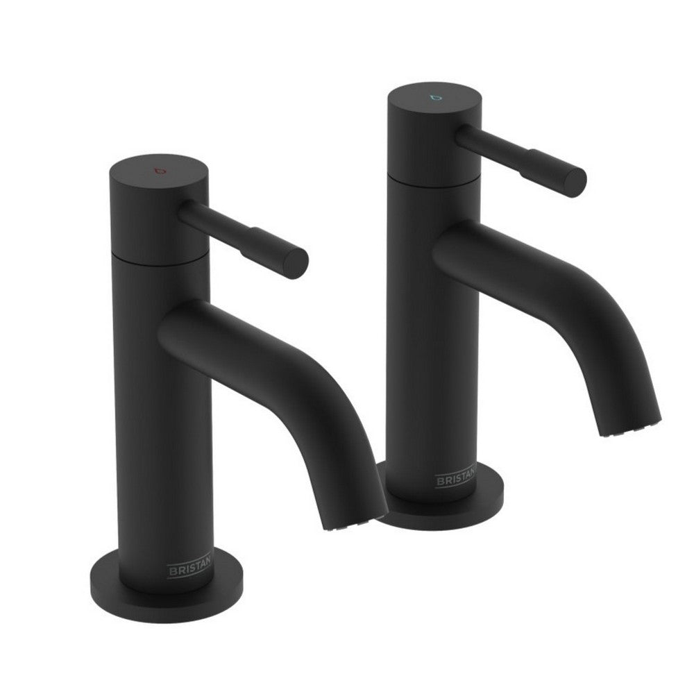 MI1/2BLK Bristan Mila Basin Pillar Taps in Black