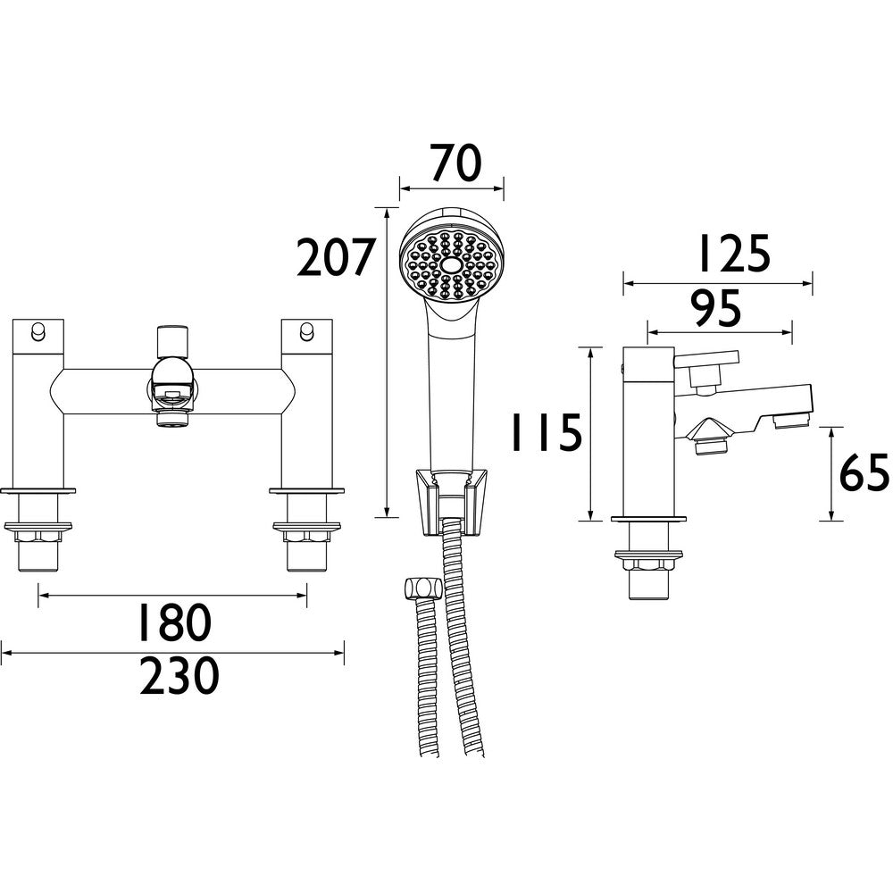 MIOBSMC Bristan Mios Bath Shower Mixer in Chrome Line Drawing
