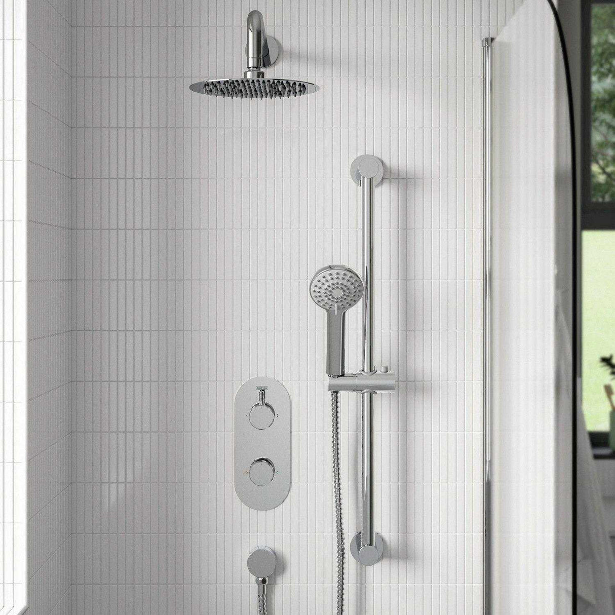 MOLIDASHWRPK Bristan Molida Chrome Thermostatic Shower Pack with Fixed Head and Riser Kit Lifestyle