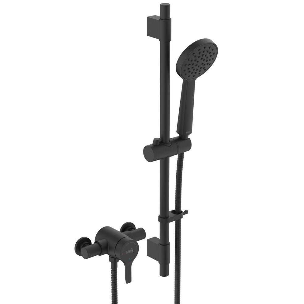 Bristan Onza Thermostatic Exposed Shower Valve with Riser Kit in Black