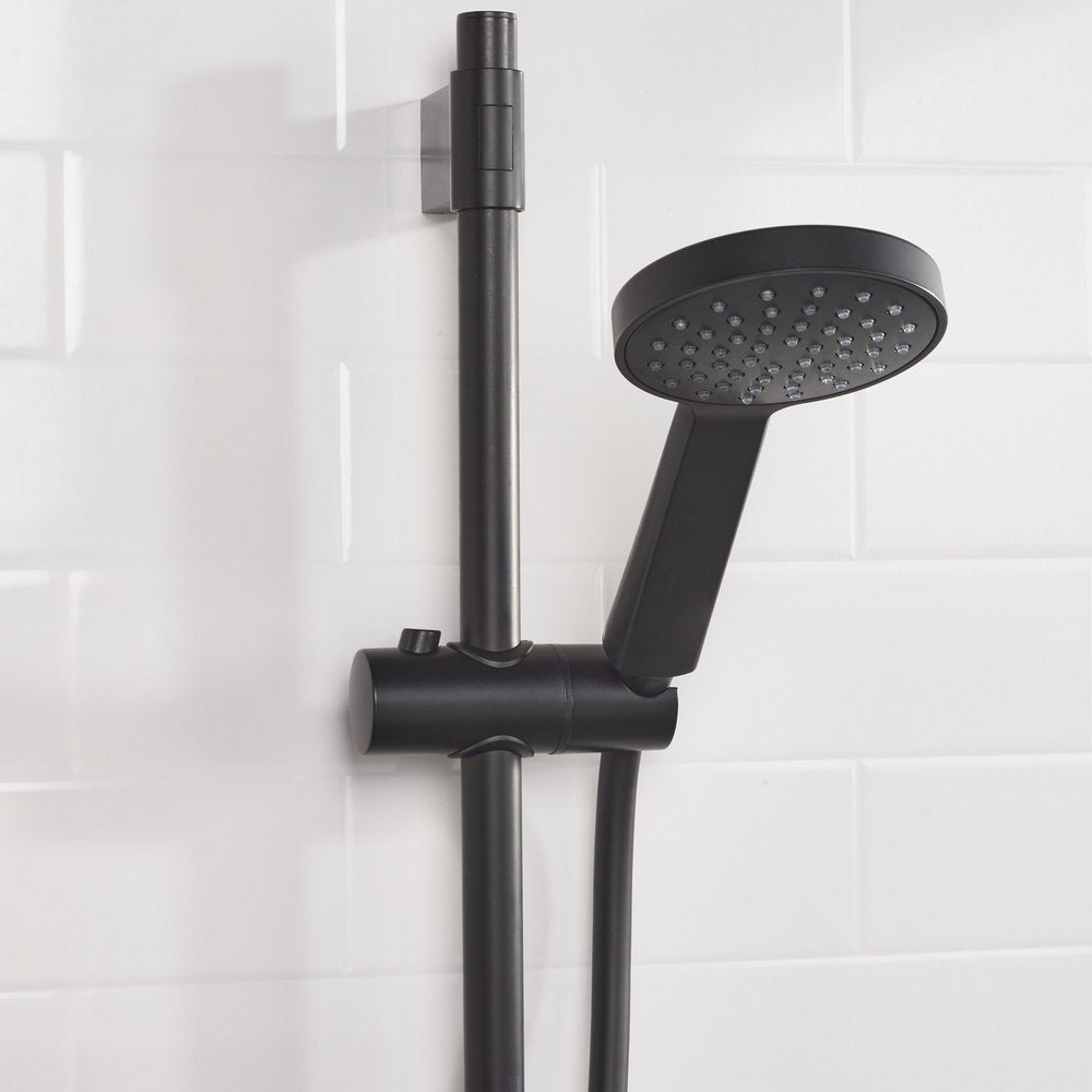 Bristan Onza Thermostatic Exposed Shower Valve with Riser Kit in Black Handset