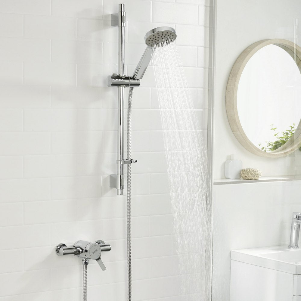 Bristan Onza Thermostatic Exposed Shower Valve with Riser Kit in Chrome Lifestyle On