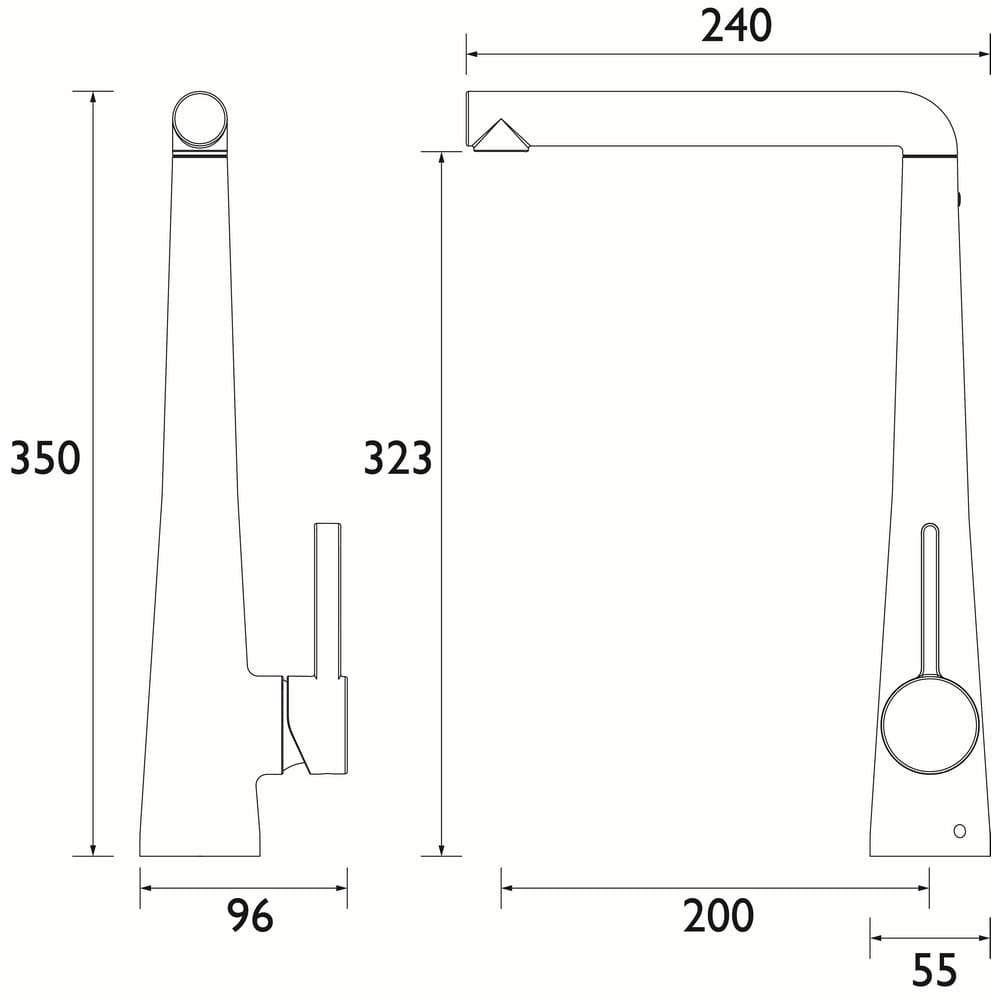 Bristan Pine Easyfit Kitchen Sink Mixer in Stainless Steel dimensions