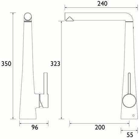 Bristan Pine Easyfit Kitchen Sink Mixer in Stainless Steel dimensions