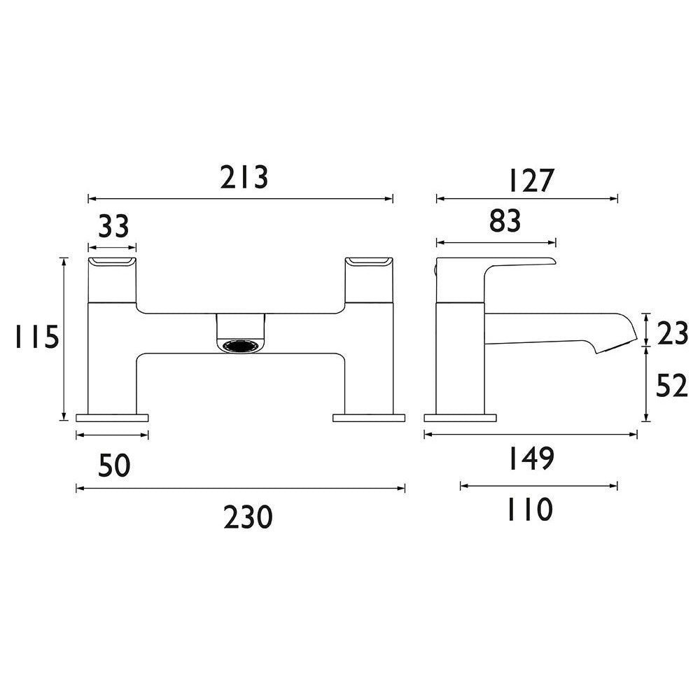 POBFC Bristan Polo Bath Filler in Chrome Line Drawing