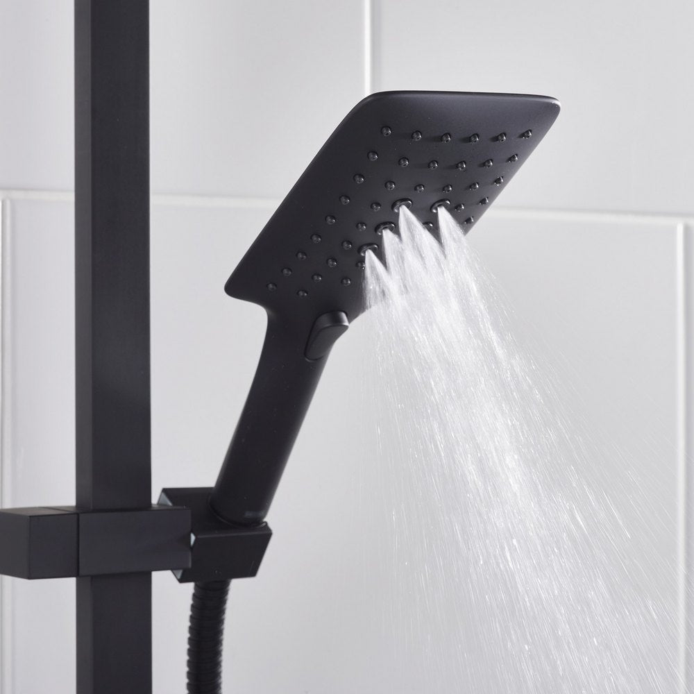 Bristan Quadrato Safe Touch Thermostatic Rigid Riser Bar Shower in Black Handset