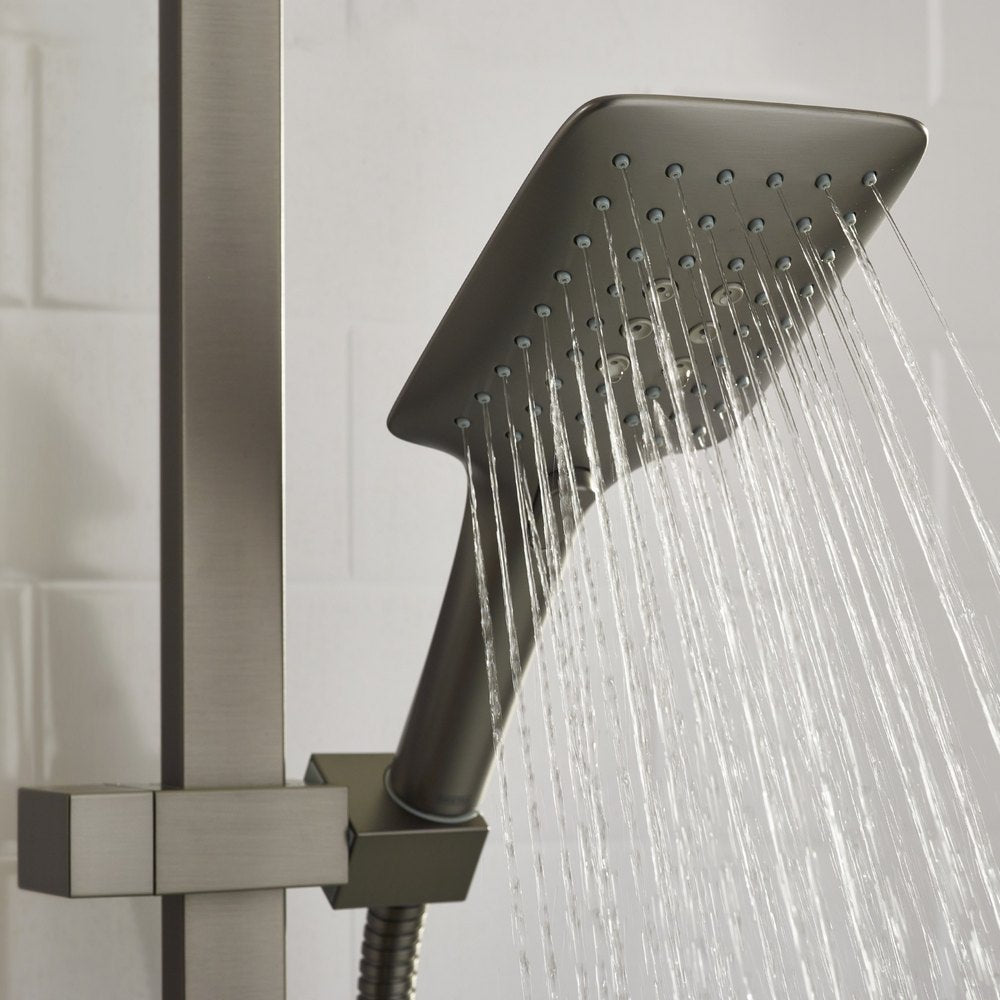 Bristan Quadrato Safe Touch Thermostatic Rigid Riser Bar Shower in Gunmetal Handset