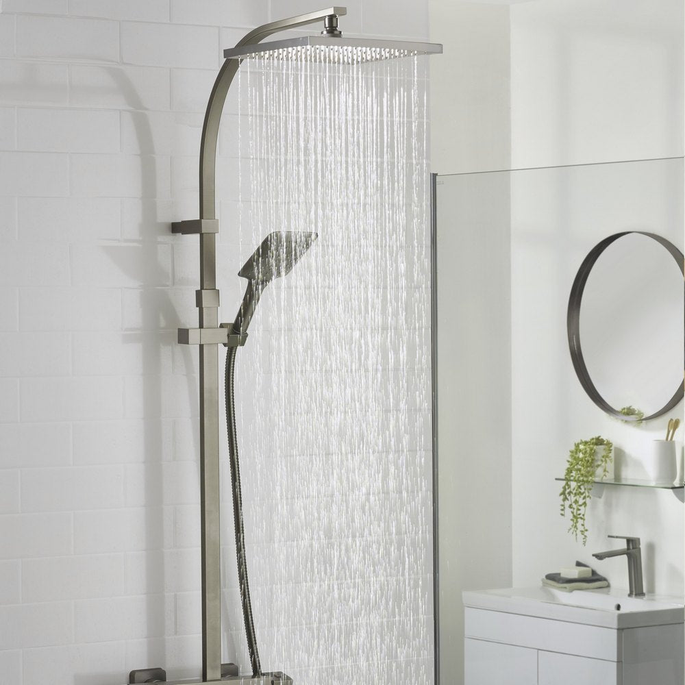 Bristan Quadrato Safe Touch Thermostatic Rigid Riser Bar Shower in Gunmetal Lifestyle