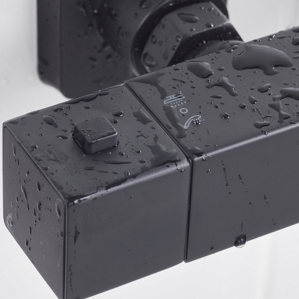 Bristan Qubo Thermostatic Bar Shower with Rigid Riser in Black lifestyle 2