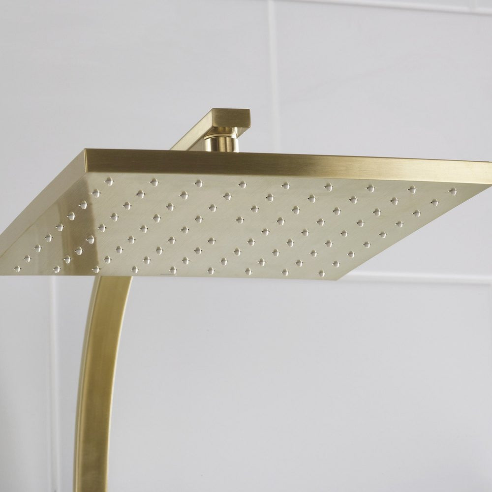 Bristan Qubo Thermostatic Bar Shower with Rigid Riser in Brushed Brass lifestyle 2