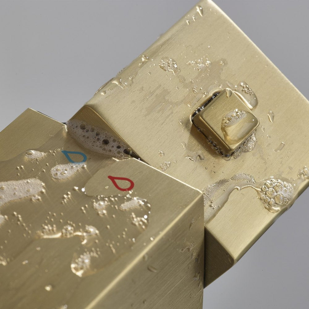 Bristan Qubo Thermostatic Bar Shower with Rigid Riser in Brushed Brass lifestyle 5