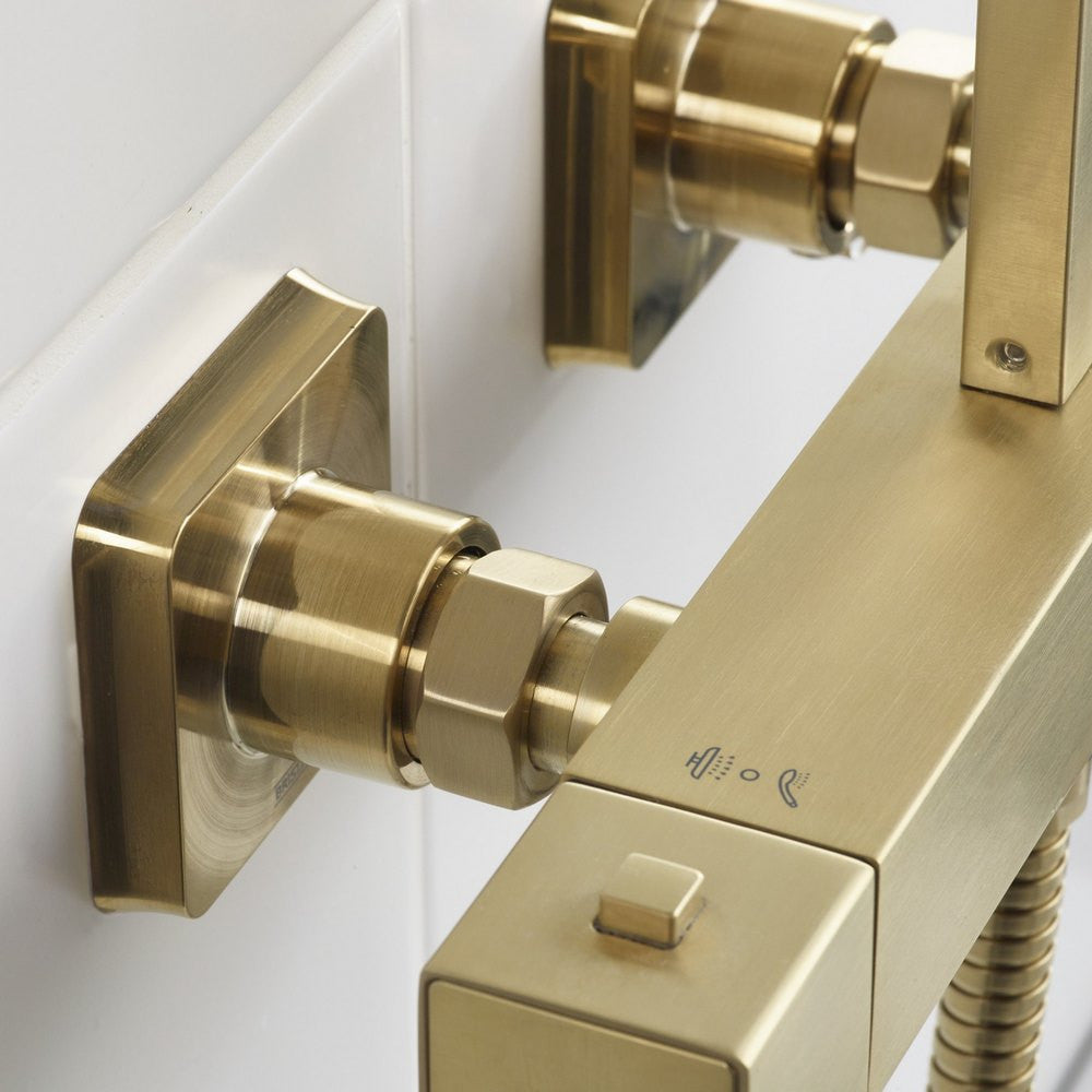 Bristan Qubo Thermostatic Bar Shower with Rigid Riser in Brushed Brass lifestyle 8