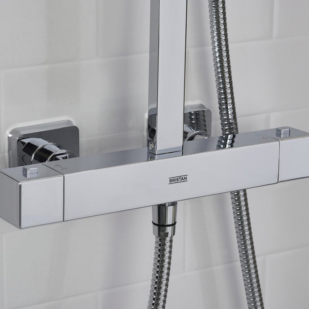Bristan Qubo Thermostatic Bar Shower with Rigid Riser in Chrome lifestyle 2