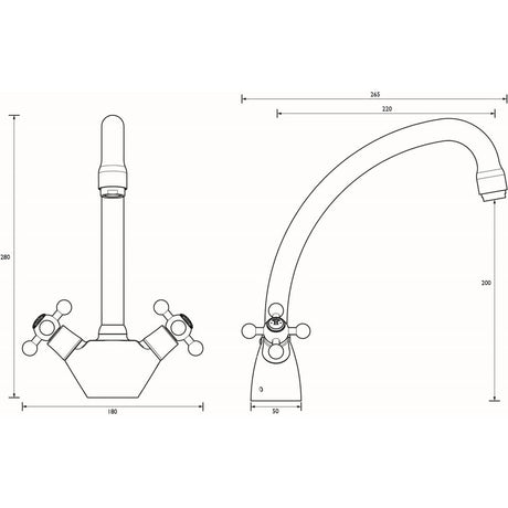 RGSNKEFC Bristan Regency Easyfit Sink Mixer in Chrome Line Drawing