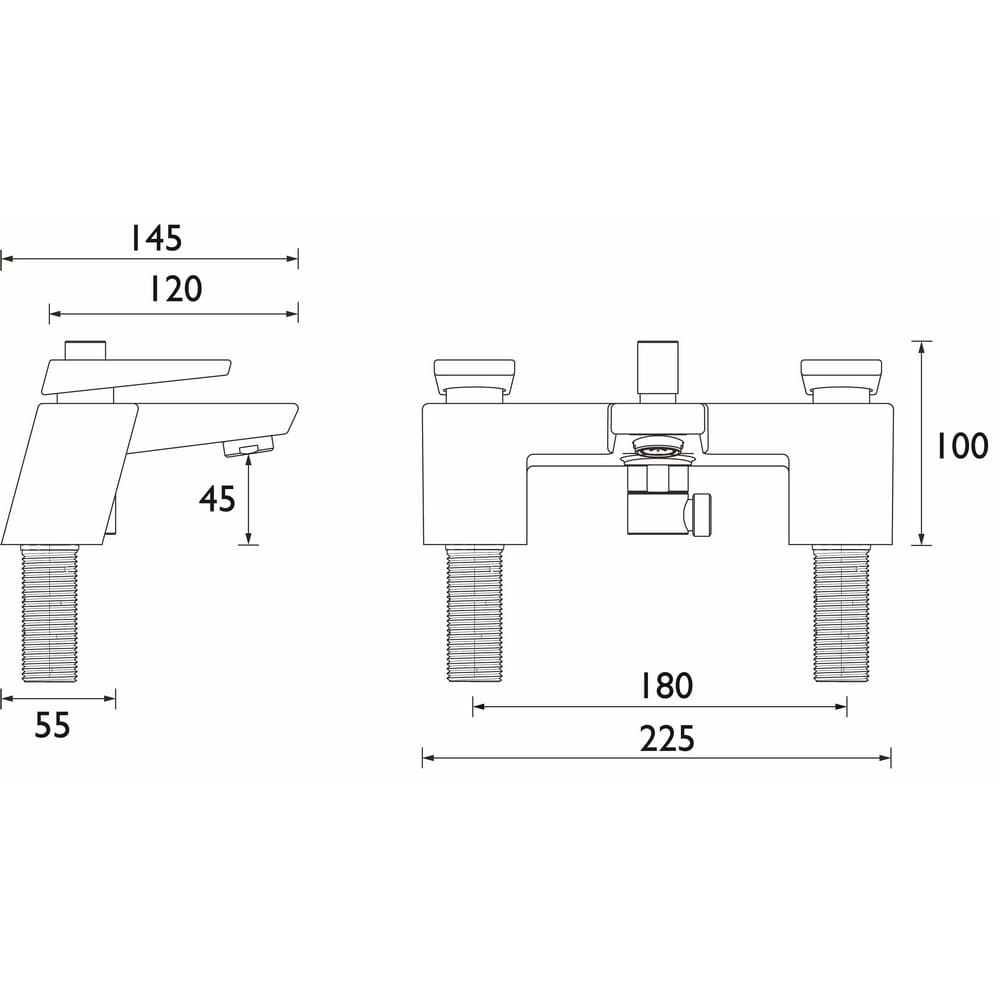 SAIBSMC Bristan Sail Bath Shower Mixer in Chrome Line Drawing