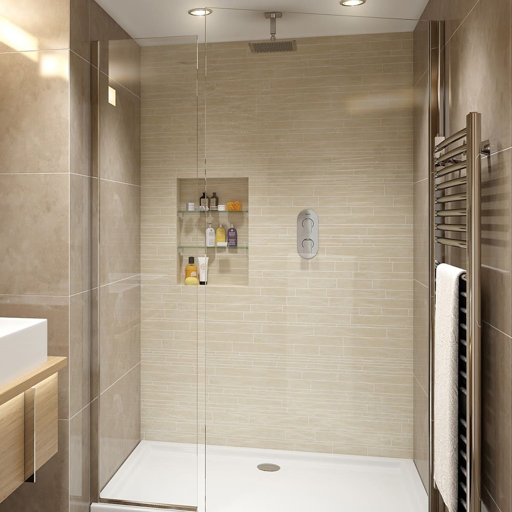 SAISHCDIVC Bristan Sail Recessed Thermostatic Dual Control Shower Valve with Diverter in a Shower Enclosure