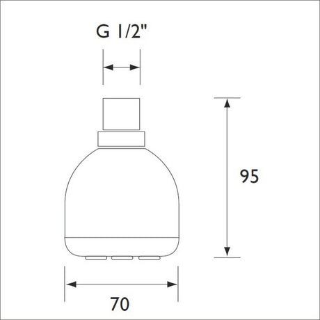 Bristan Single Function Fixed Shower Head in Chrome Dimensions