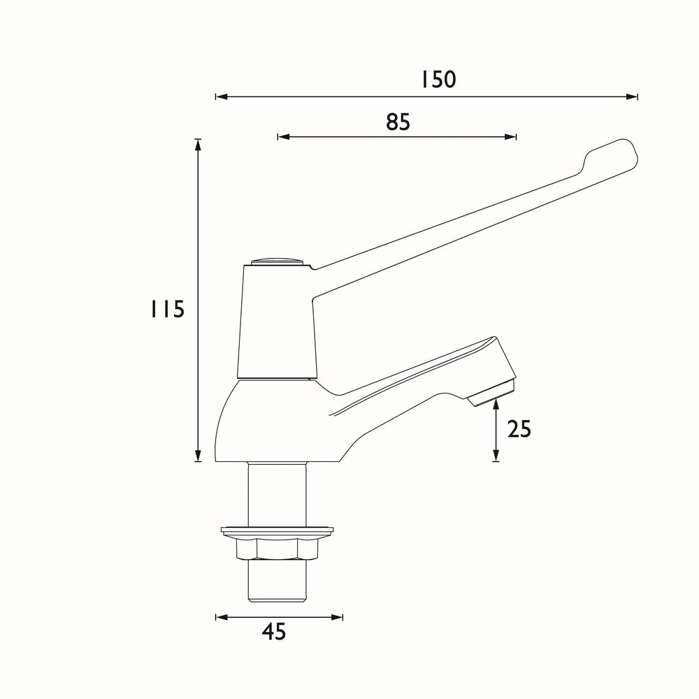 Bristan Value Lever Basin Taps With 6 Inch Lever Handles Dimensions