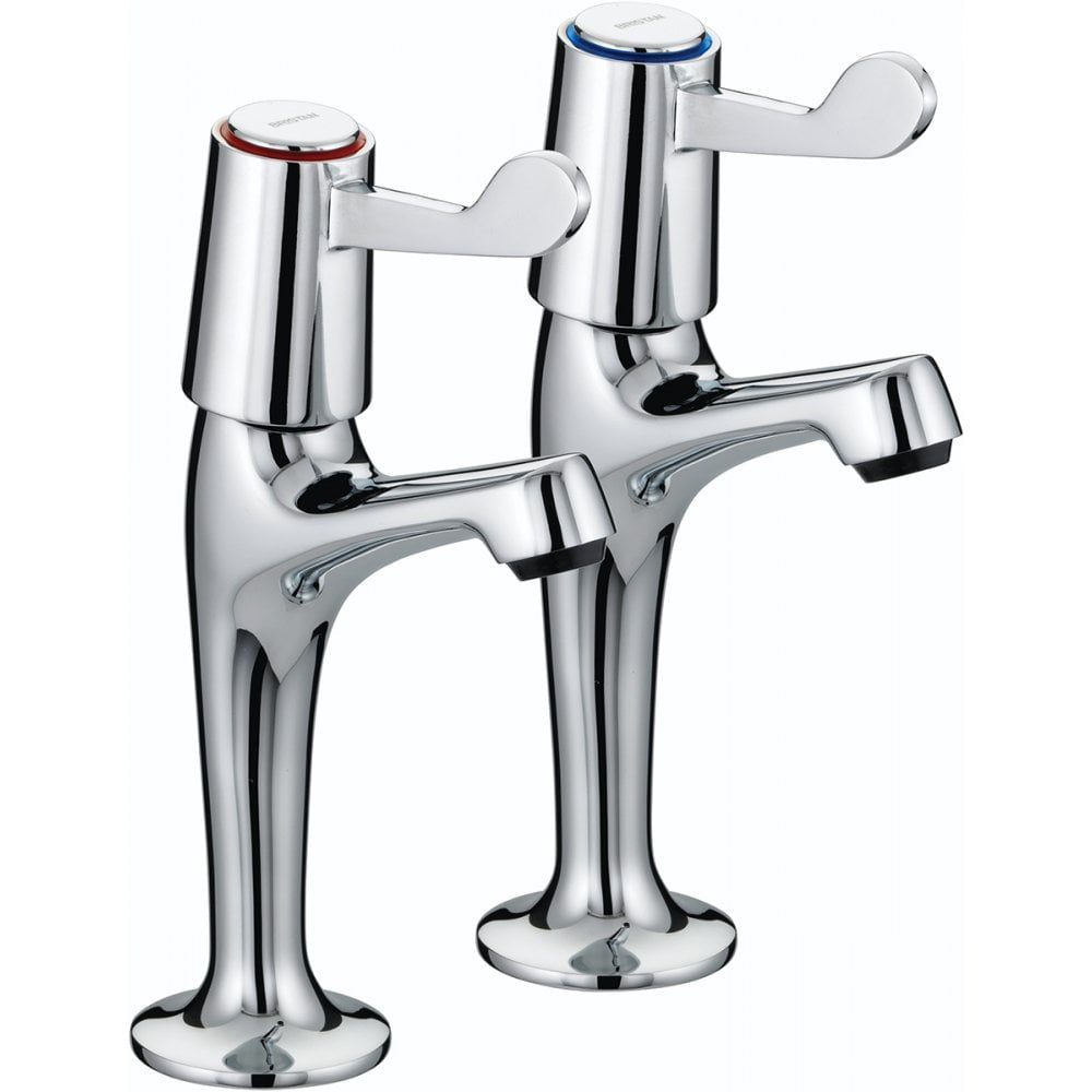 Bristan Value Lever High Neck Pillar Kitchen Taps with 3 Inch Handles