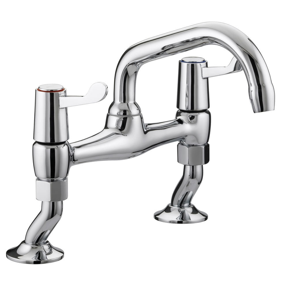Bristan Value Lever Pillar Bridge Sink Mixer in Chrome
