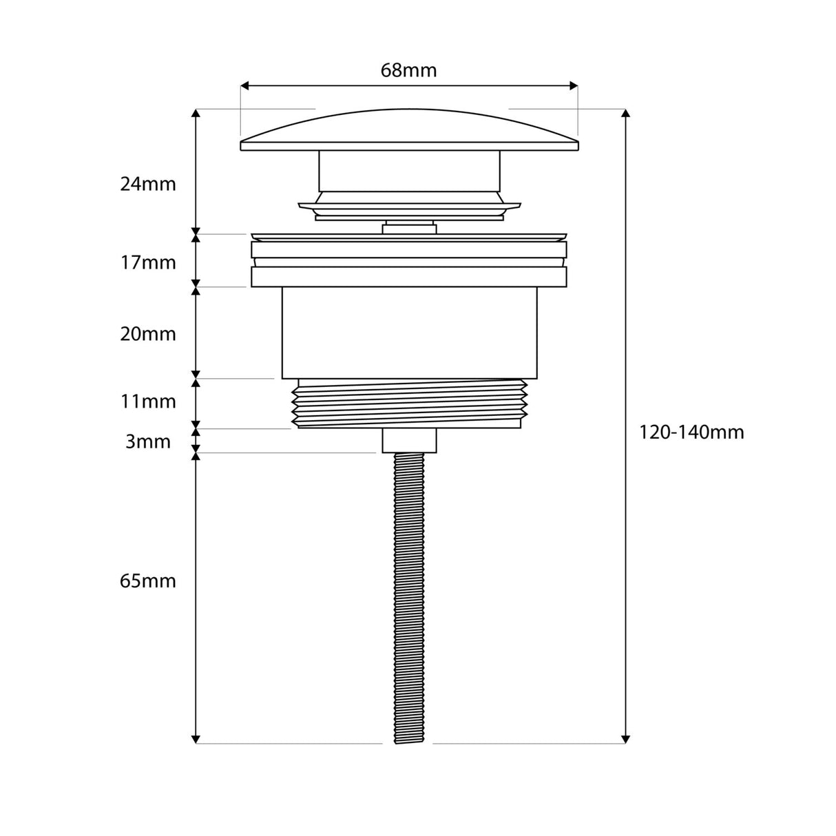 Brushed Nickel Universal Basin Waste Dimensions