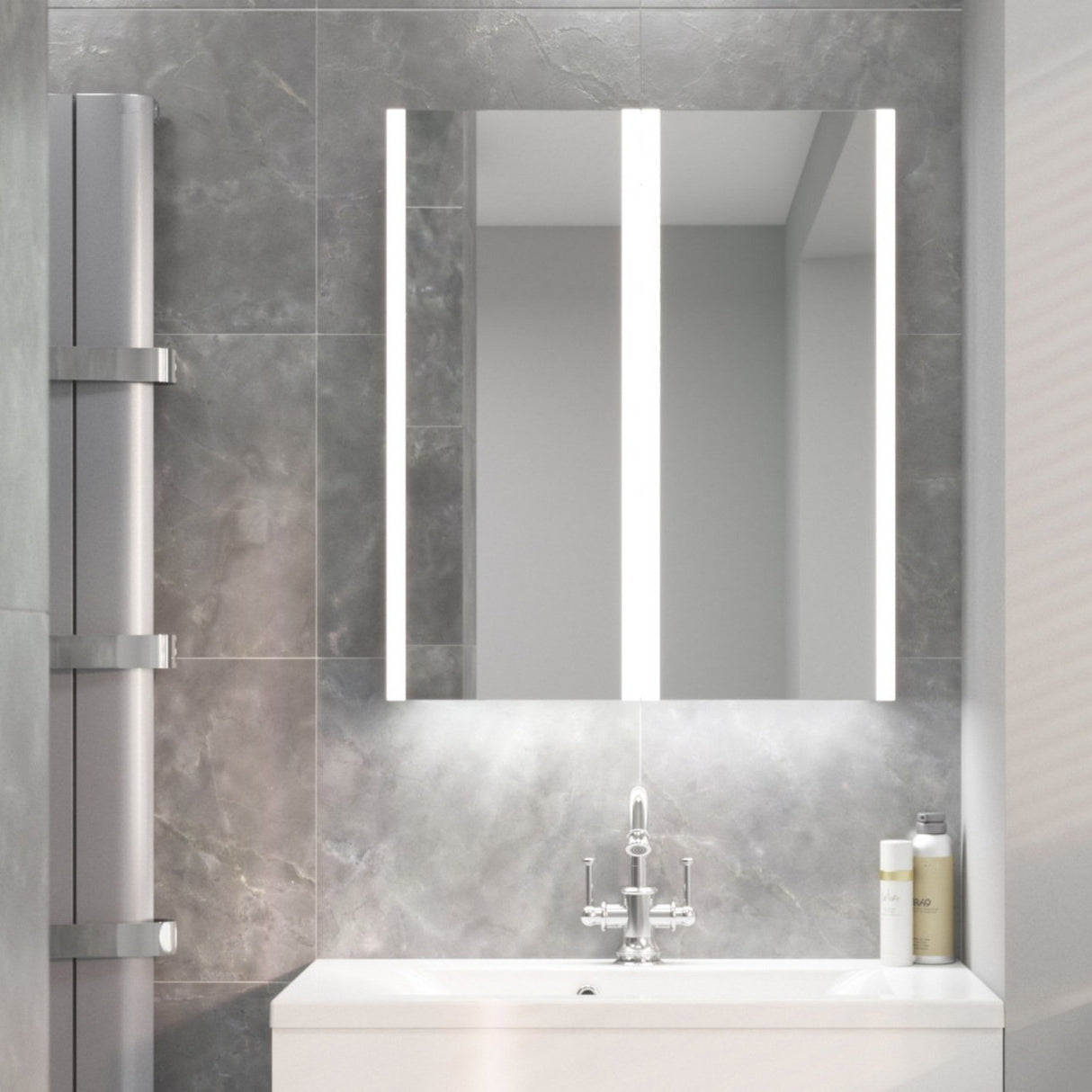 Eastbrook Caldini 800 x 700mm LED Two Door Mirrored Cabinet