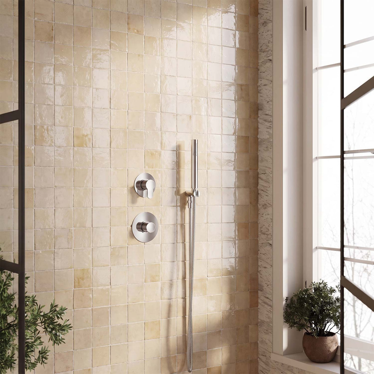 Calvarra Aspect Thermostatic Temperature Control Shower Valve in Chrome lifestyle 2