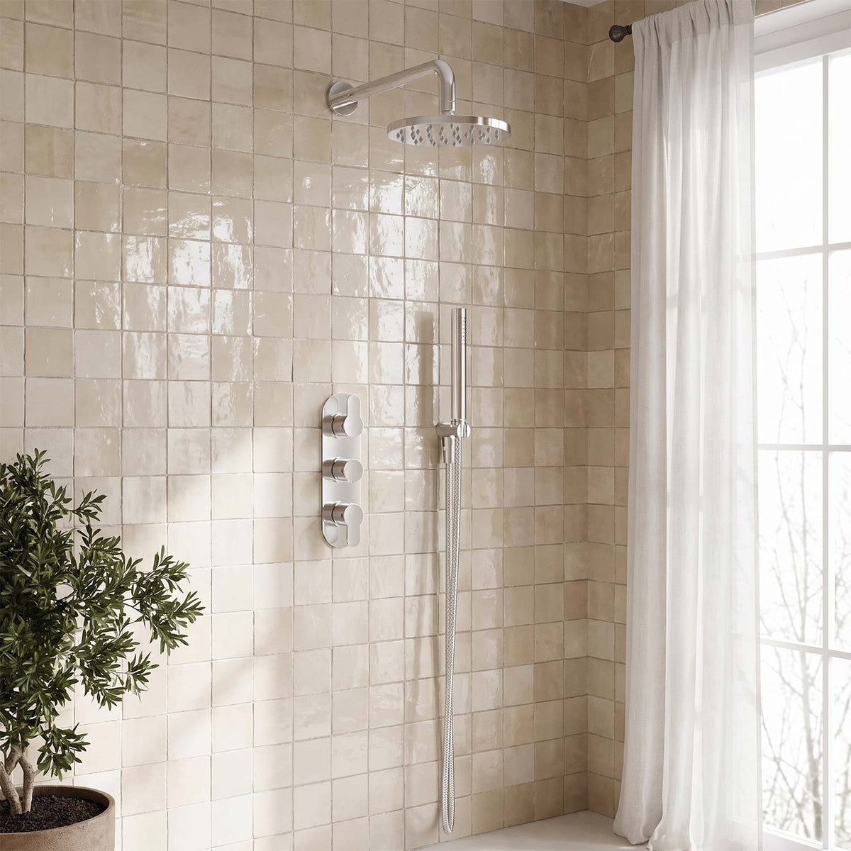 Calvarra Aspect Triple Concealed Thermostatic Shower Valve with Diverter in Chrome lifestyle 2