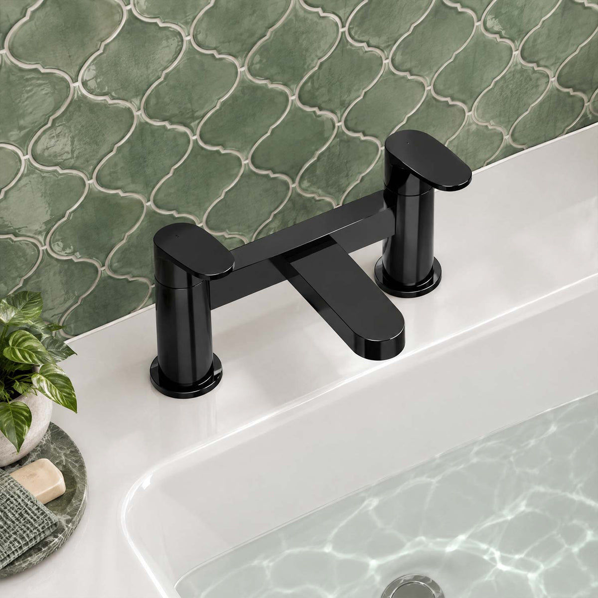 Calvarra Brindle Bath Filler in Matt Black lifestyle