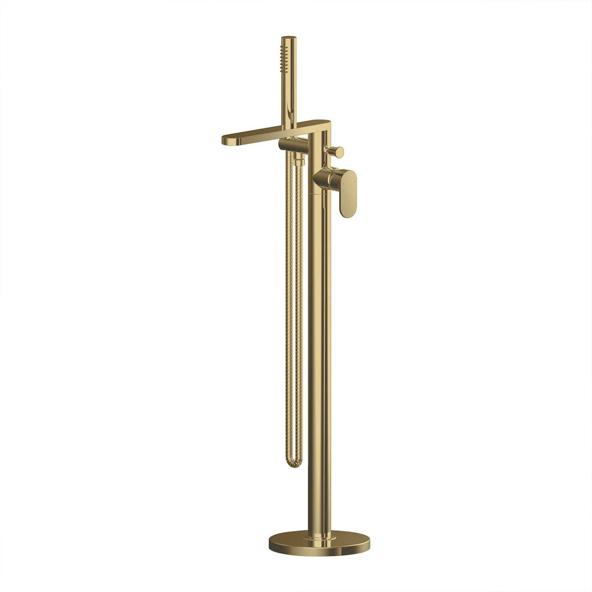 Calvarra Brindle Freestanding Bath Shower Mixer in Brushed Brass