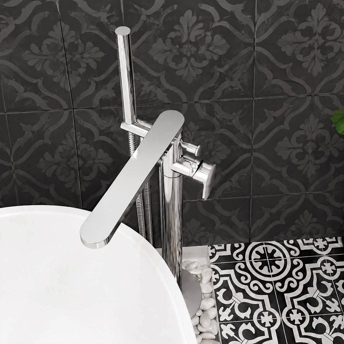 Calvarra Brindle Freestanding Bath Shower Mixer in Chrome lifestyle 2