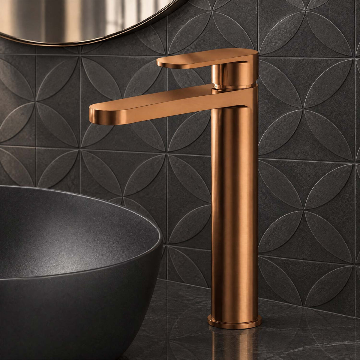Calvarra Brindle High Rise Mono Basin Mixer in Brushed Bronze lifestyle 2
