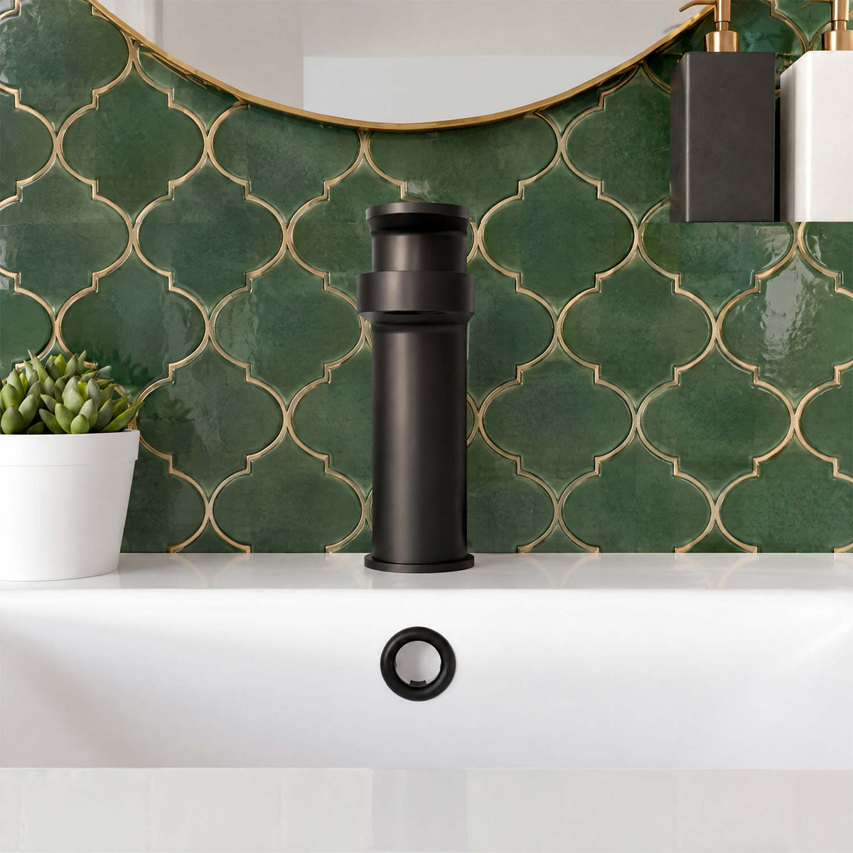 Calvarra Brindle Mono Basin Mixer With Push Button Waste in Matt Black lifestyle