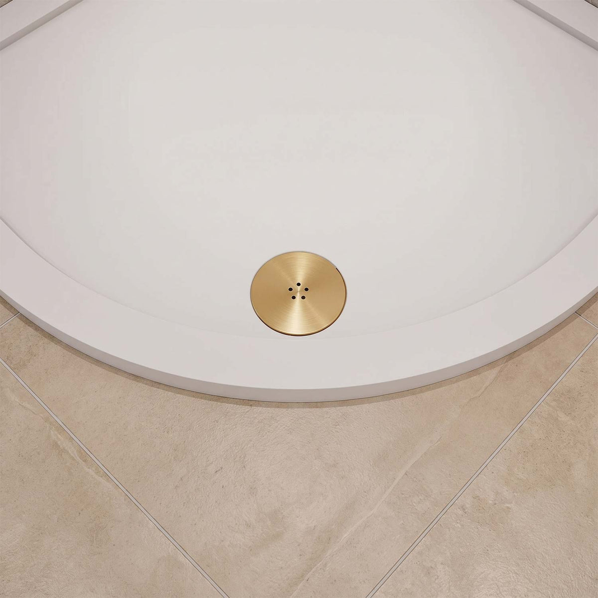 Calvarra Everon 90mm Round Fast Flow Shower Waste in Brushed Brass lifestyle