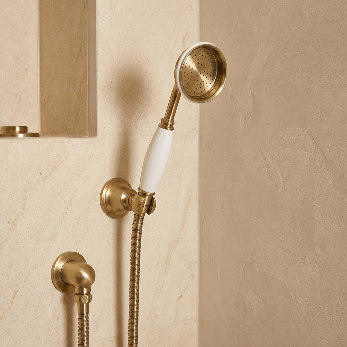 Calvarra Wendon Large Shower Handset in Brushed Brass lifestle 2