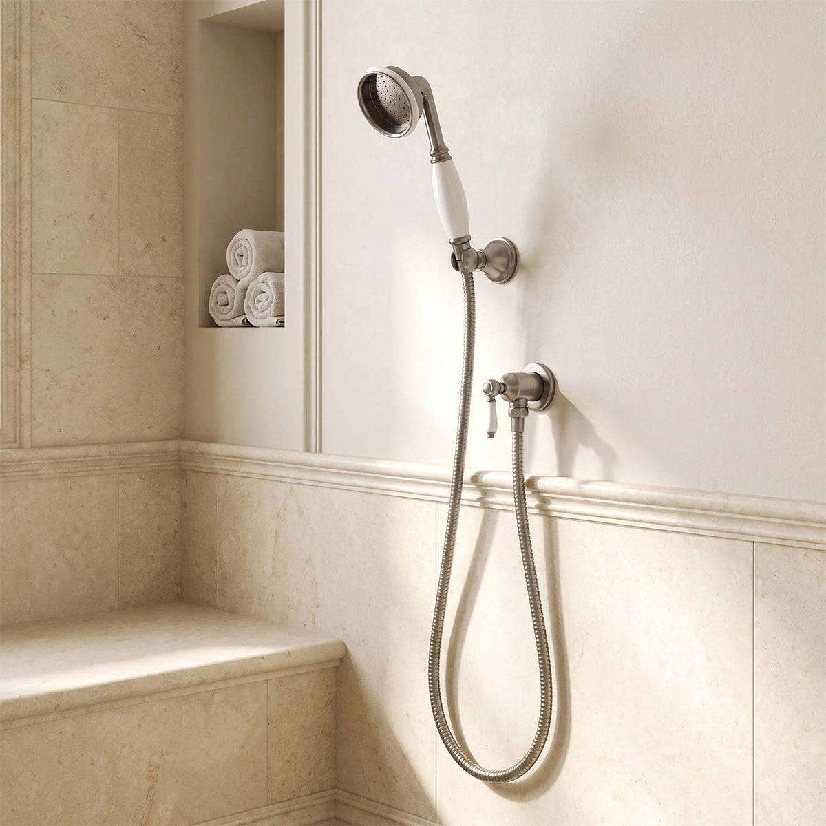 Calvarra Wendon Large Shower Handset in Pewter lifestyle 2