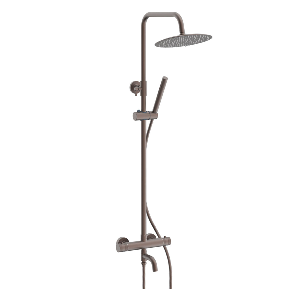Core Round Rigid Riser Shower with Bath Filler in Brushed Bronze 2