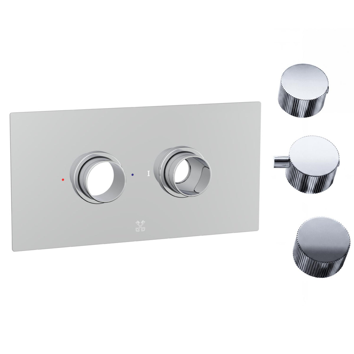 Cudore Concealed One Outlet Shower Valve with Horizontal Chrome Plate Koko Flutted Handles