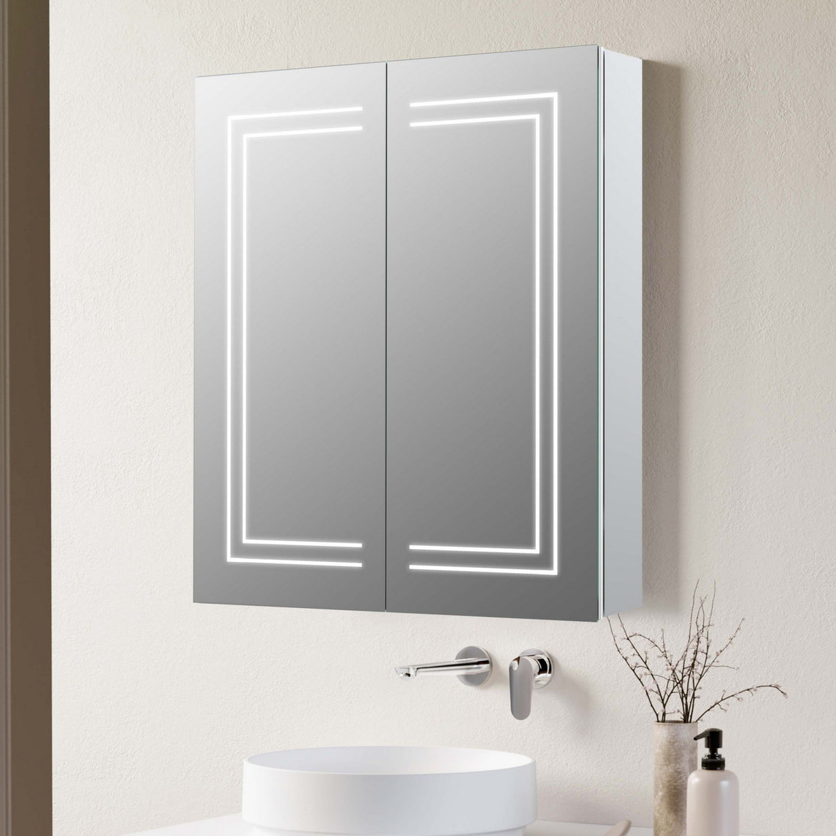 Ajax Grasby 600mm Double Door LED Mirrored Bathroom Cabinet