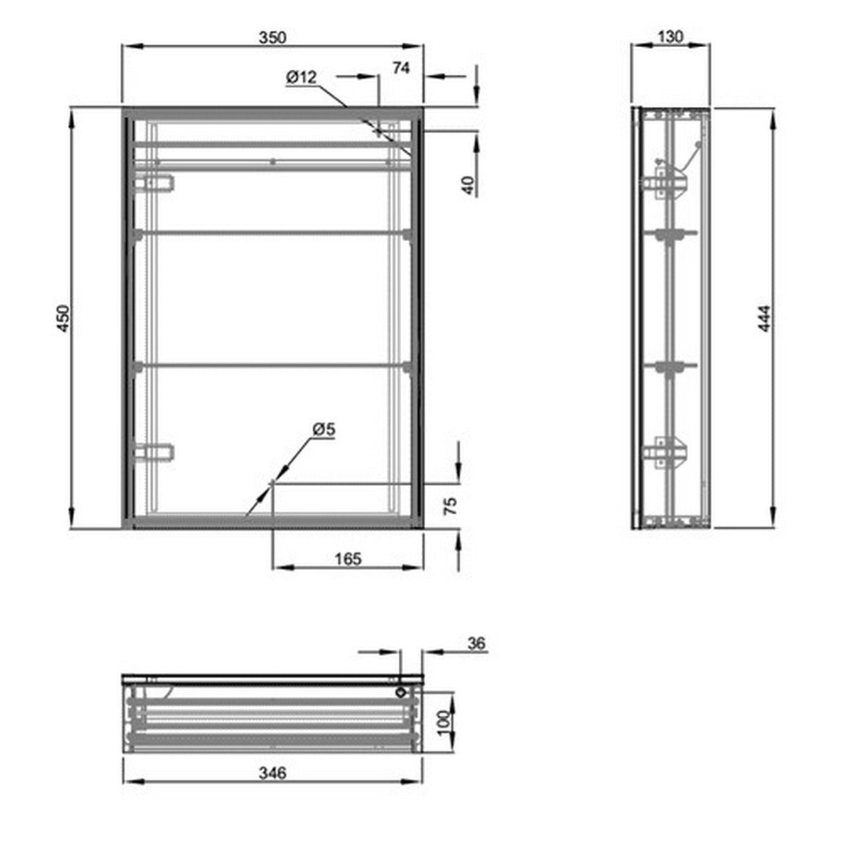 Eastbrook Caldini 350 x 450mm LED One Door Mirrored Cabinet
