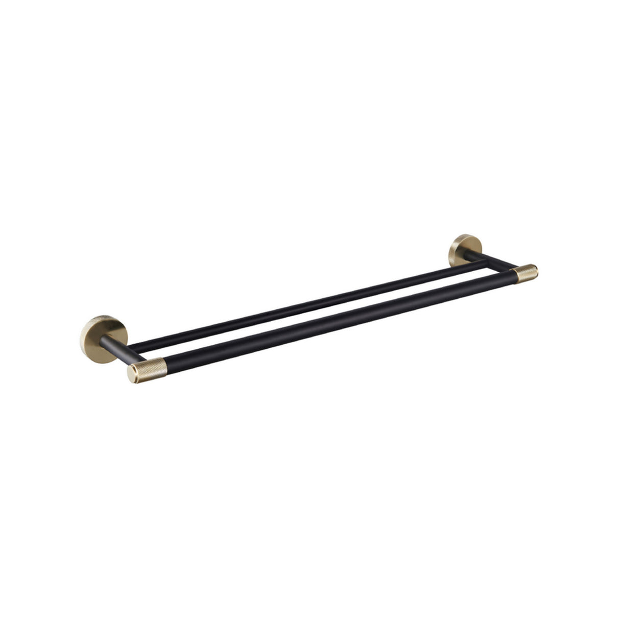 Eastbrook Catania 600mm Double Towel Rail in Matt Black and Brushed Brass