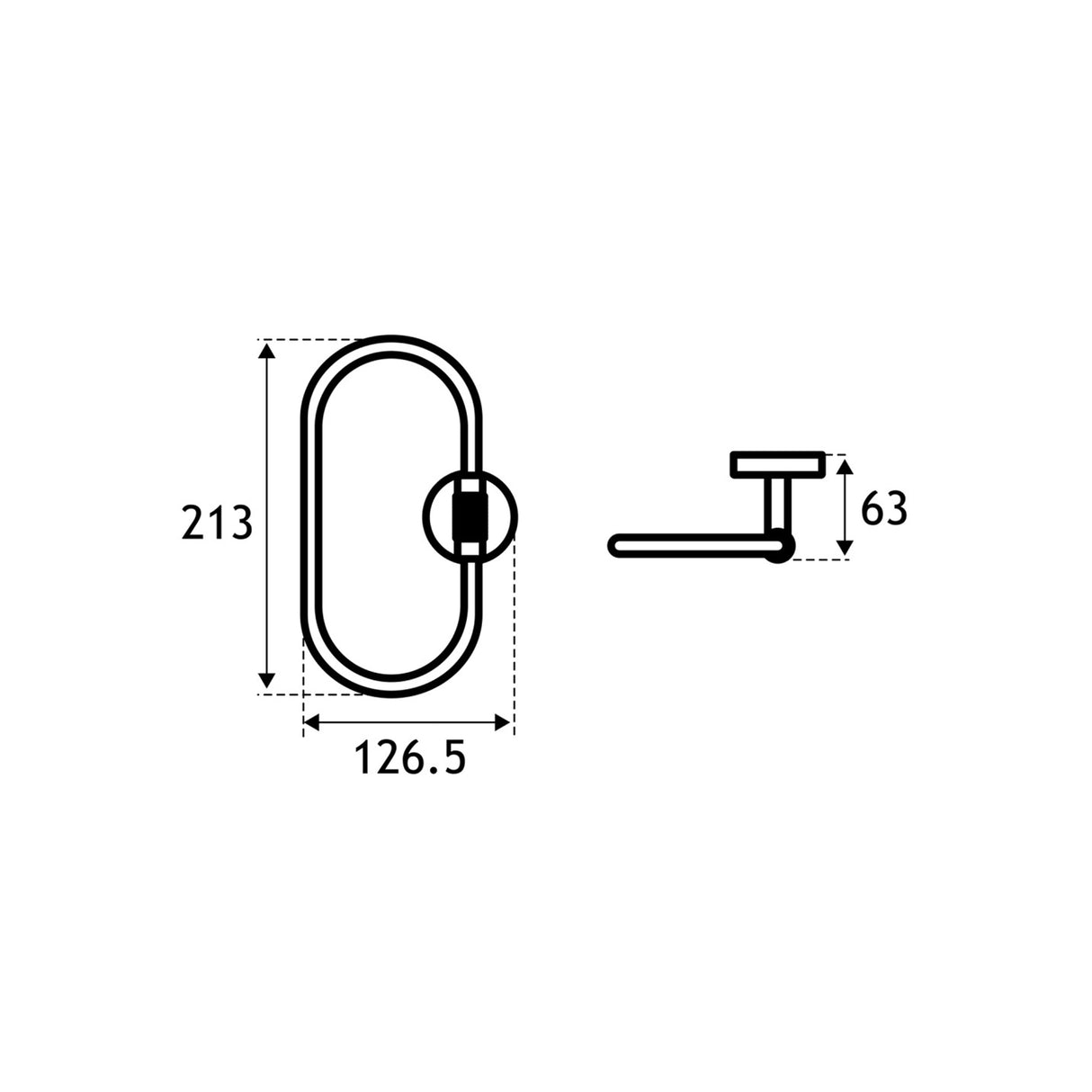 Eastbrook Catania Towel Ring in Black and Brass dimensions